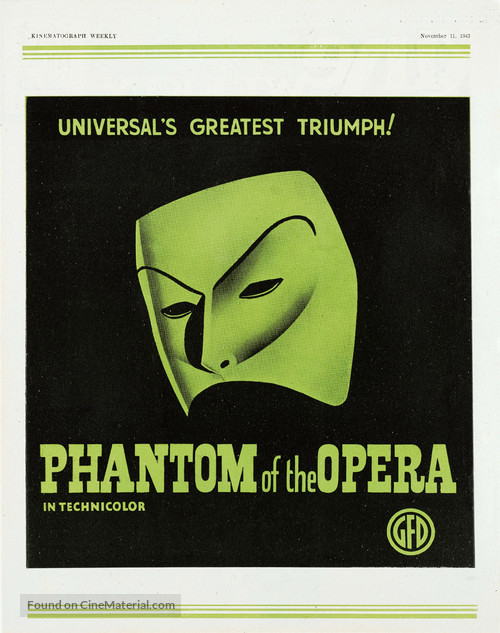Phantom of the Opera - British Movie Poster