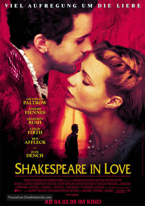 Shakespeare In Love - German Advance movie poster