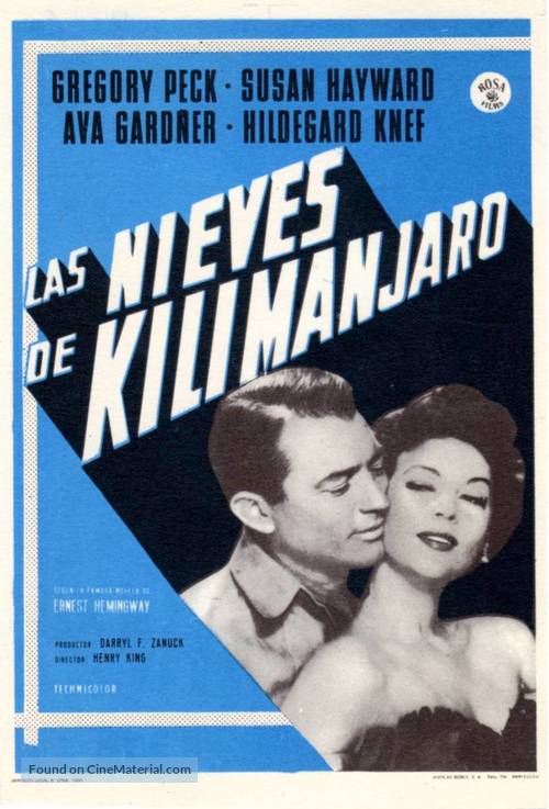 The Snows of Kilimanjaro - Spanish Movie Poster