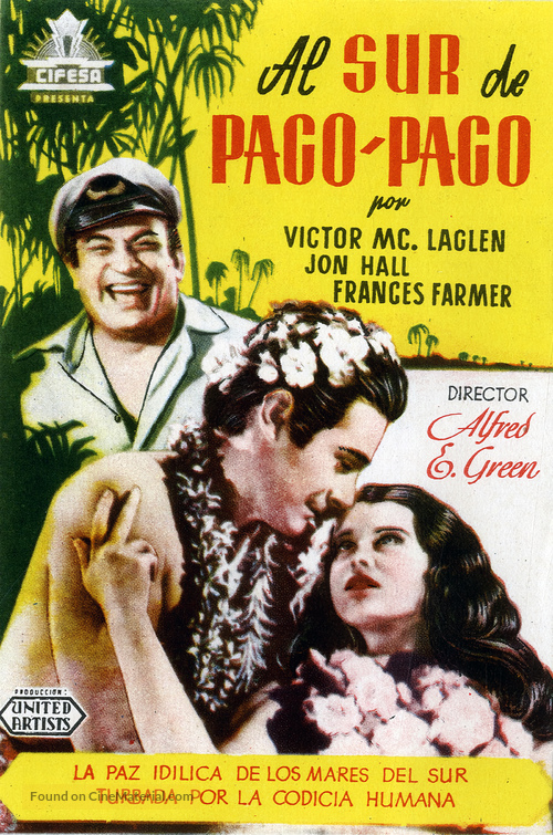 South of Pago Pago - Spanish Movie Poster
