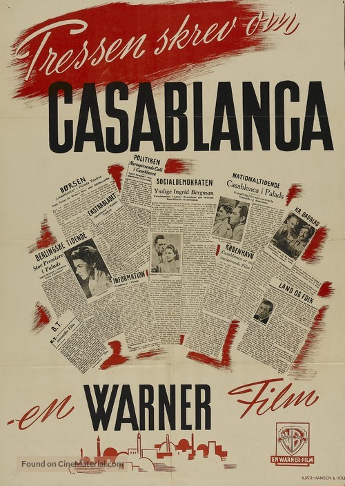 Casablanca - Danish Movie Poster