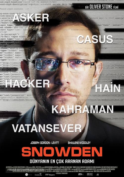 Snowden - Turkish Movie Poster