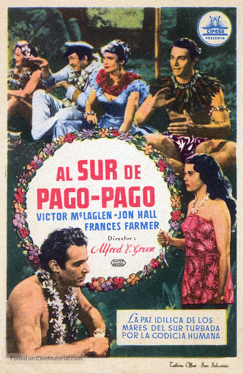 South of Pago Pago - Spanish Movie Poster