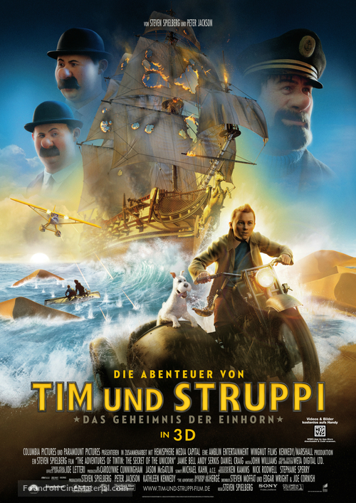 The Adventures of Tintin: The Secret of the Unicorn - German Movie Poster