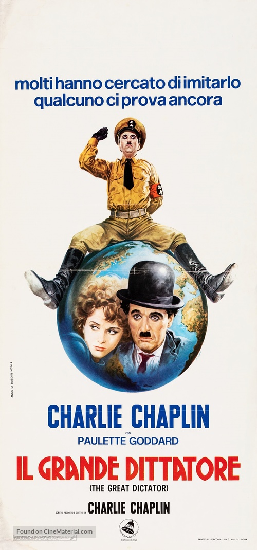 The Great Dictator - Italian Re-release movie poster