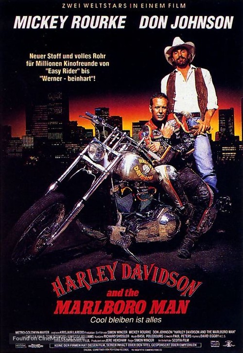 Harley Davidson and the Marlboro Man - German Movie Poster