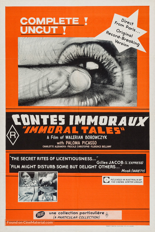 Contes immoraux - Australian Movie Poster