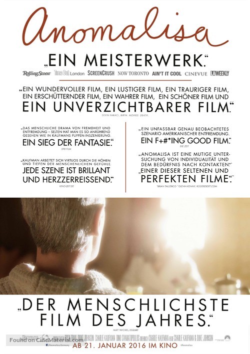 Anomalisa - German Movie Poster