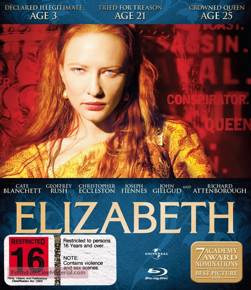 Elizabeth - New Zealand Blu-Ray movie cover