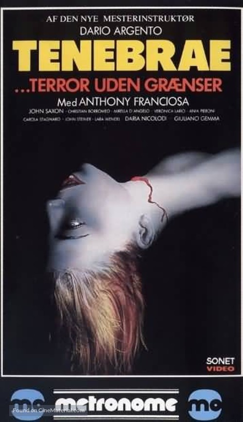 Tenebre - Swedish VHS movie cover