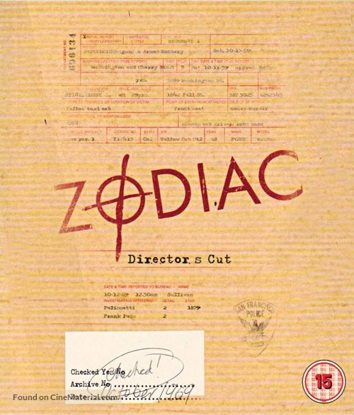 Zodiac - British Blu-Ray movie cover