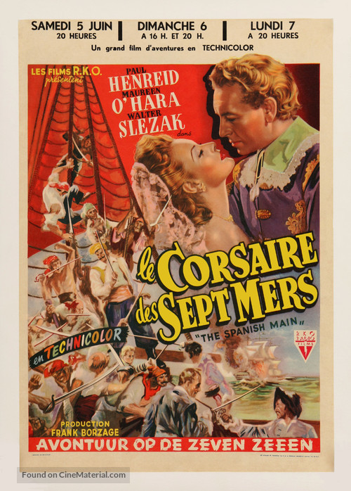 The Spanish Main - Belgian Movie Poster