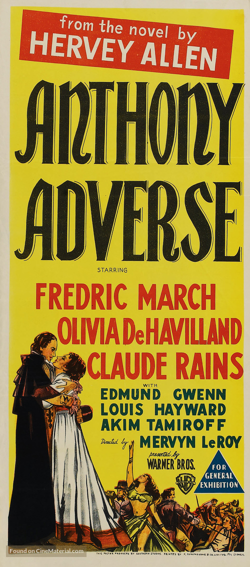 Anthony Adverse - Australian Movie Poster