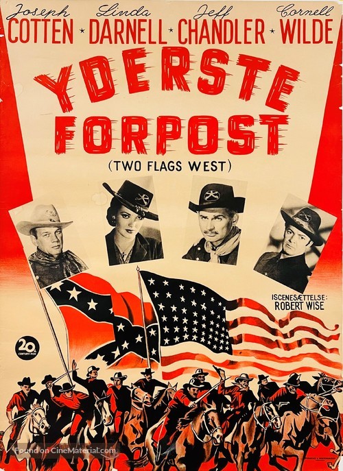 Two Flags West - Danish Movie Poster