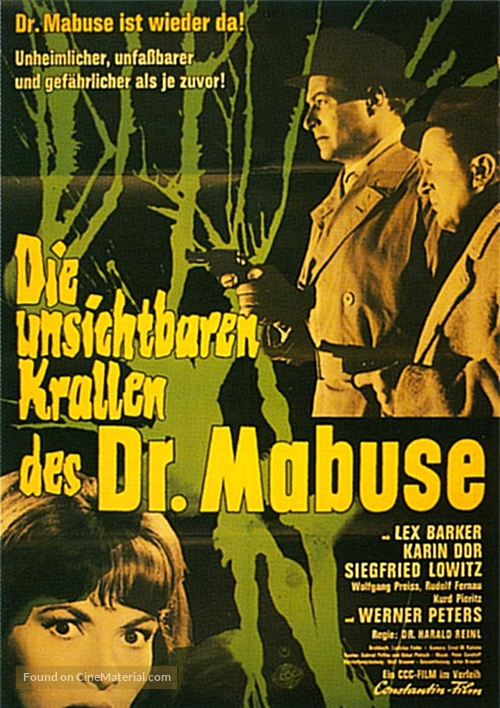 Die unsichtbaren Krallen des Dr. Mabuse - German Movie Poster