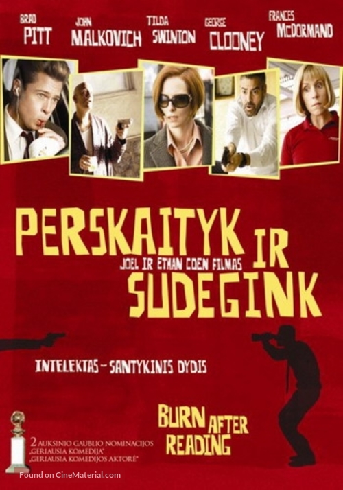 Burn After Reading - Lithuanian Movie Poster