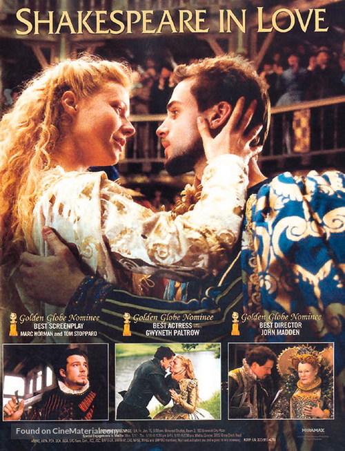 Shakespeare In Love - For your consideration movie poster