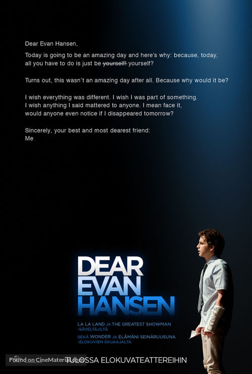 Dear Evan Hansen - Finnish Movie Poster