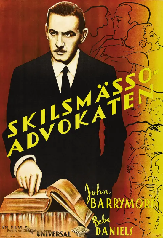 Counsellor at Law - Swedish Movie Poster