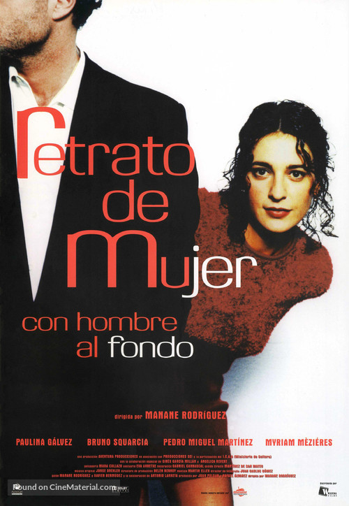 Retrato de mujer con hombre al fondo - Spanish Movie Poster