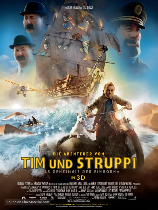 The Adventures of Tintin: The Secret of the Unicorn - German Movie Poster