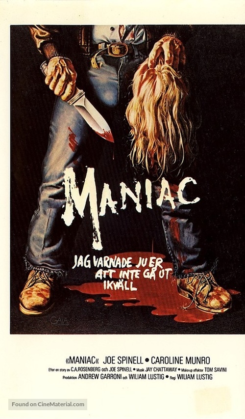 Maniac - Swedish VHS movie cover