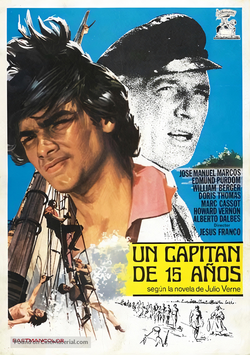 Un capit&aacute;n de quince a&ntilde;os - Spanish Movie Poster