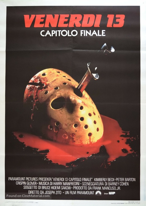 Friday the 13th: The Final Chapter - Italian Movie Poster