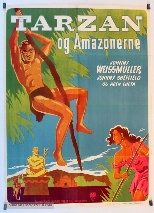 Tarzan and the Amazons - Danish Movie Poster