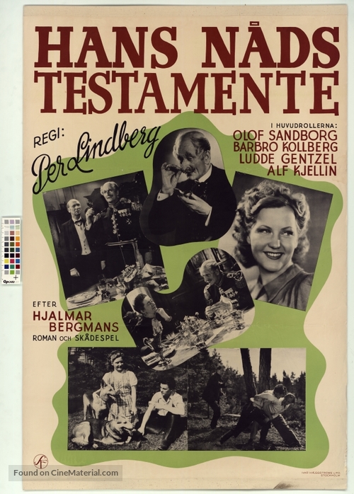 Hans n&aring;ds testamente - Swedish Movie Poster