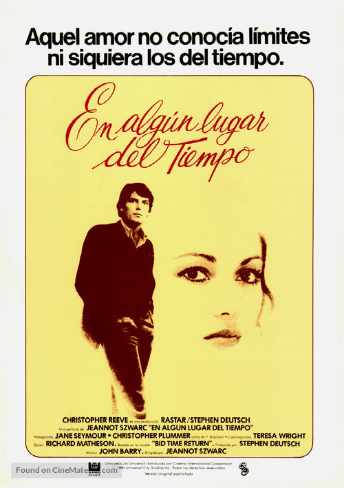 Somewhere in Time - Spanish Movie Poster