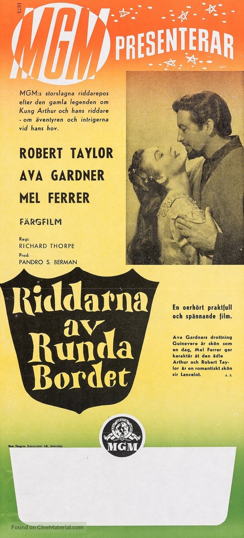 Knights of the Round Table - Swedish Movie Poster