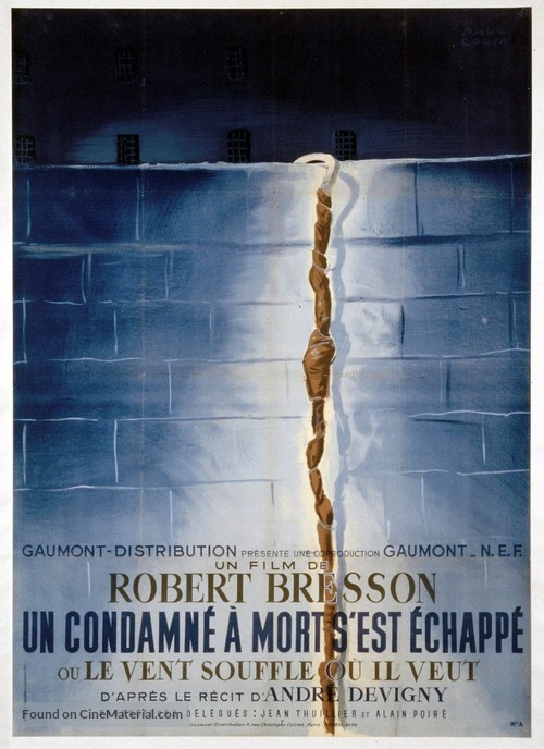 Un condamn&eacute; &agrave; mort s&#039;est &eacute;chapp&eacute; ou Le vent souffle o&ugrave; il veut - French Movie Poster