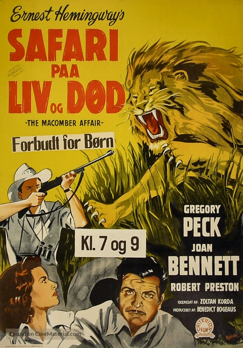 The Macomber Affair - Danish Movie Poster