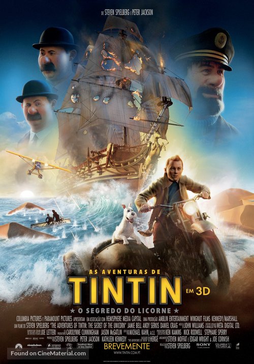 The Adventures of Tintin: The Secret of the Unicorn - Portuguese Movie Poster