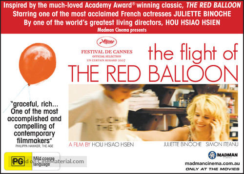 Le voyage du ballon rouge - Australian Movie Poster