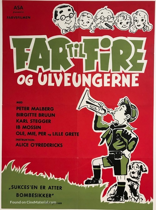 Far til fire og ulveungerne - Danish Movie Poster