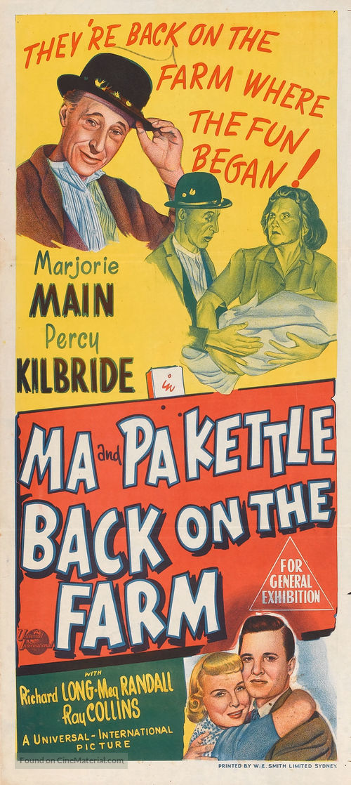 Ma and Pa Kettle Back on the Farm - Australian Movie Poster