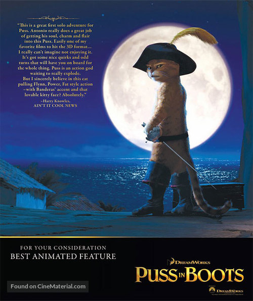 Puss in Boots - For your consideration movie poster