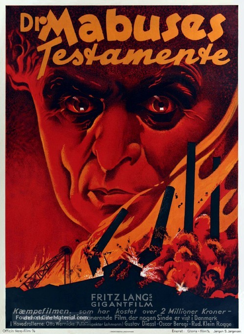 Das Testament des Dr. Mabuse - Danish Movie Poster