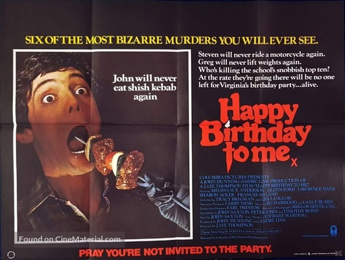 Happy Birthday to Me - British Movie Poster