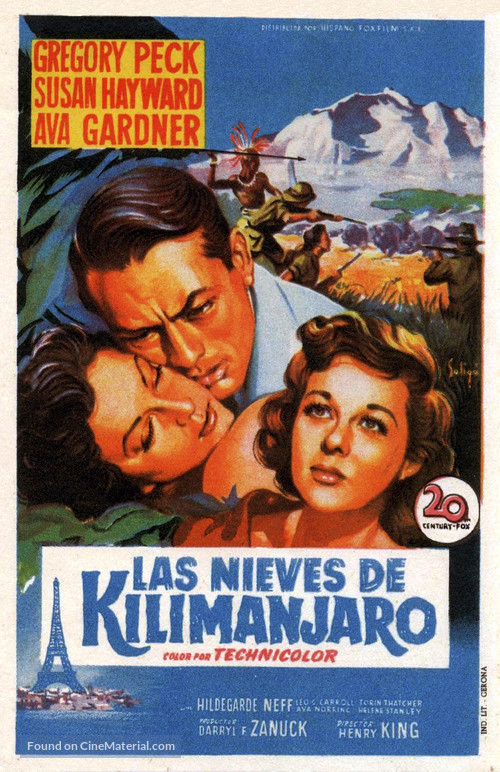 The Snows of Kilimanjaro - Spanish Movie Poster