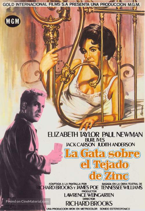 Cat on a Hot Tin Roof - Spanish Movie Poster