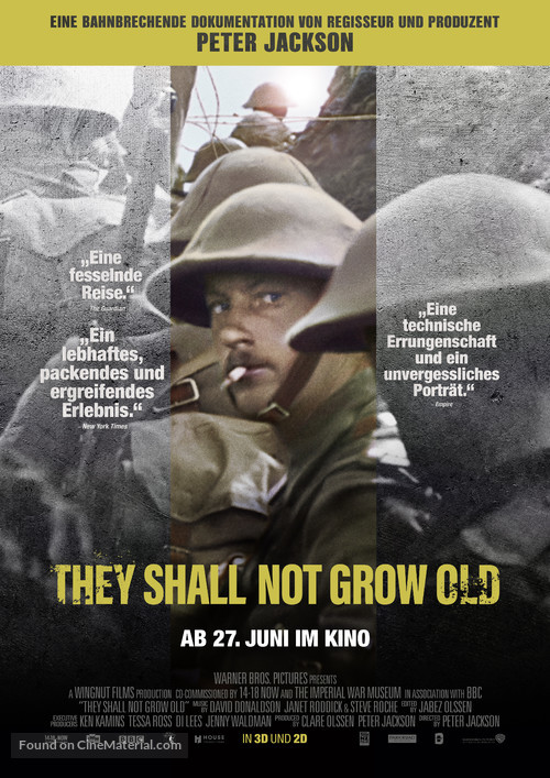 They Shall Not Grow Old - German Movie Poster