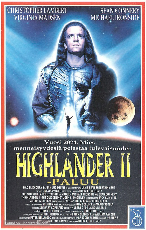Highlander II: The Quickening - Finnish VHS movie cover