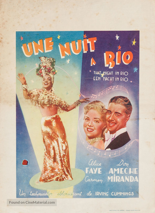That Night in Rio - Belgian Movie Poster