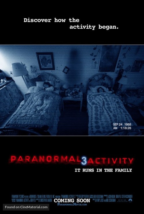 Paranormal Activity 3 - British Movie Poster