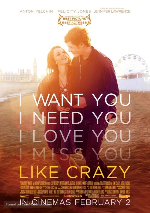 Like Crazy - New Zealand Movie Poster