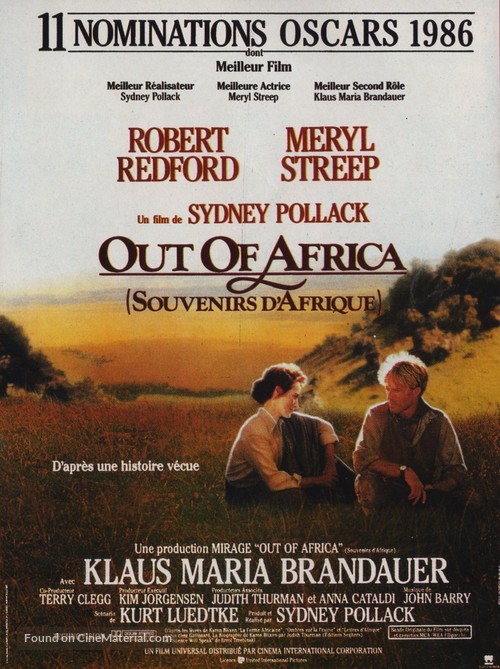 Out of Africa - French Movie Poster
