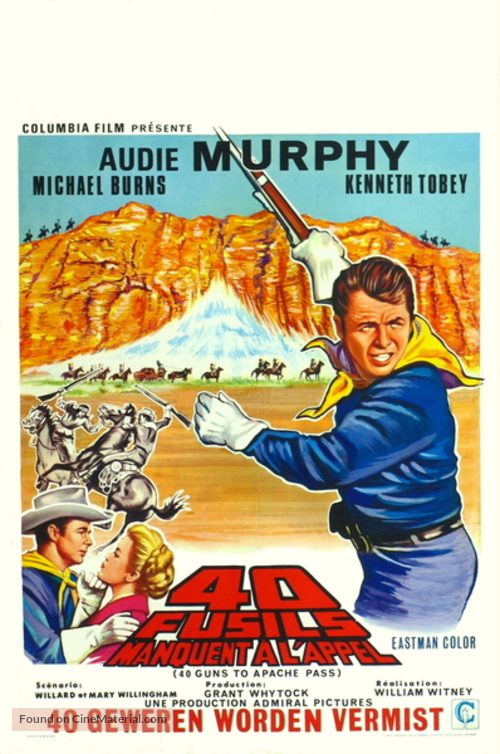 40 Guns to Apache Pass - Belgian Movie Poster